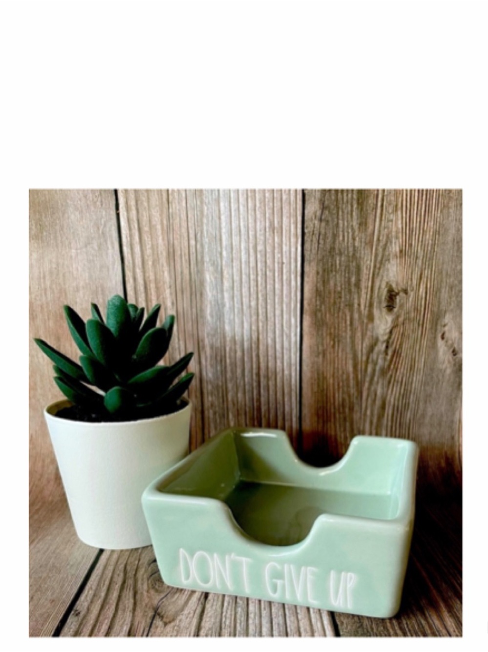 NEW Rae Dunn Post It Note Holder Don’t Give Up Sage Green